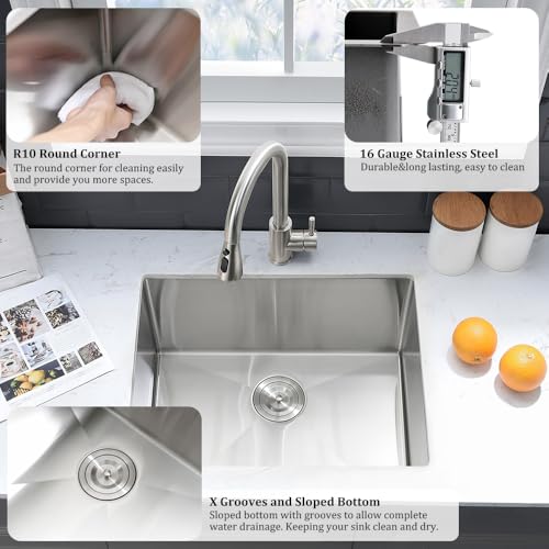Stainless Steel Laundry Sink Undermount-VASOYO 23x18x13 Undermount Laundry Sink Stainless Steel Utility Sink 16 Gauge Single Bowl Laundry Room Sink