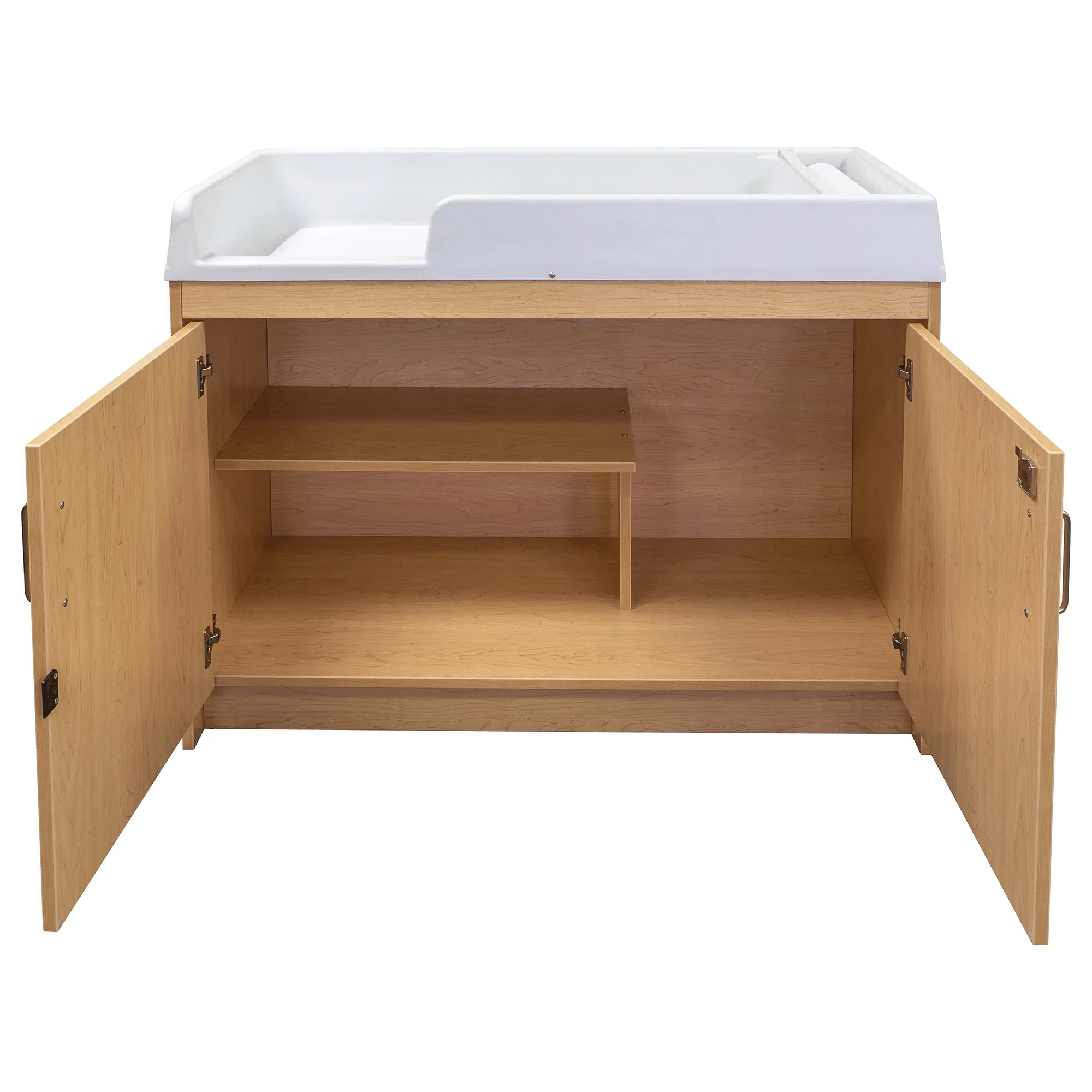 Tot Mate Baby Changing Table with Storage Cupboard, Nursery Furniture, Maple Wood,