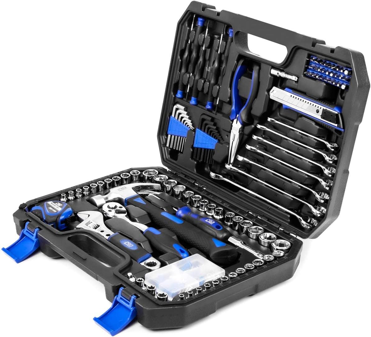 148-Piece Hand Tool Set, PROSTORMER Mixed Socket Wrench Household/Auto Repair Tool Kit with Toolbox Storage Case for Mechanical Repair, DIY