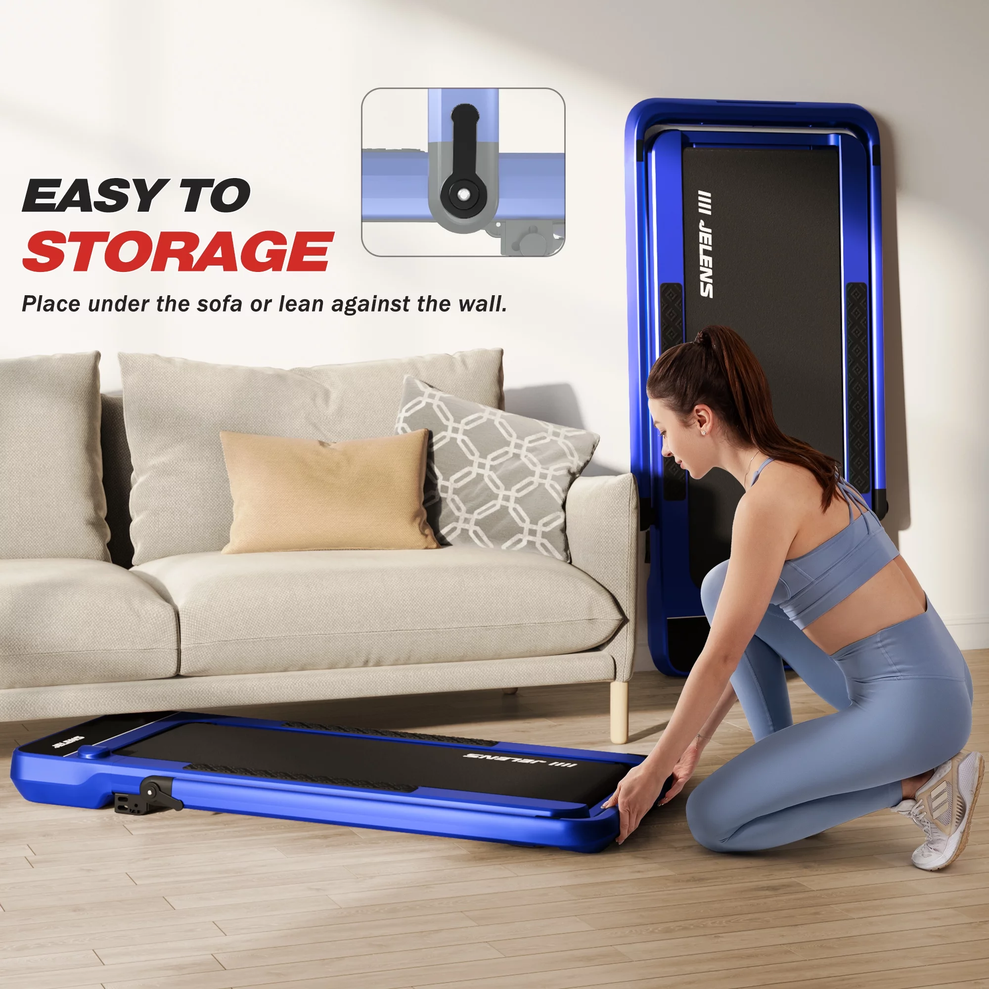 JELENS 2 in 1 Incline Treadmill Under Desk Walking Pad 2.5HP Home Folding Treadmills with Gesture Sensing Control
