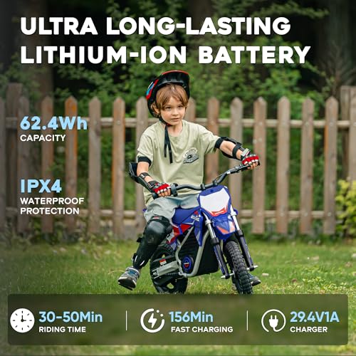 AIII Electric Dirt Bike for Kids 3-7, High Performance Racing Grade Motorcycle, Up to 8MPH, 2 Speed Settings, 12-Inch Off-Road Tires