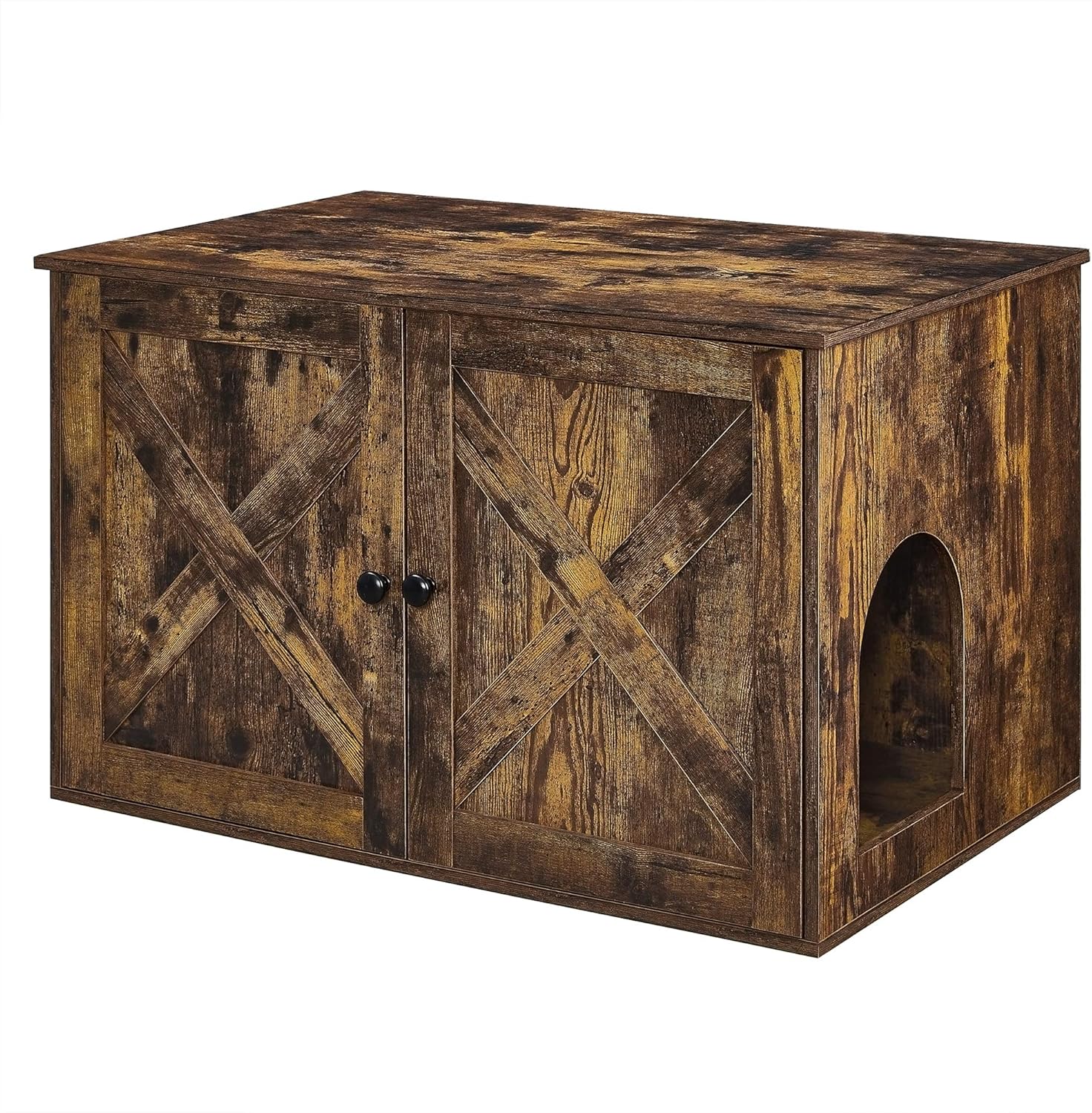 FEANDREA Hidden Cat Litter Box Enclosure, Wooden Cabinet Furniture, Cat Washroom with Doors, Indoor Cat House, Nightstand, End Table