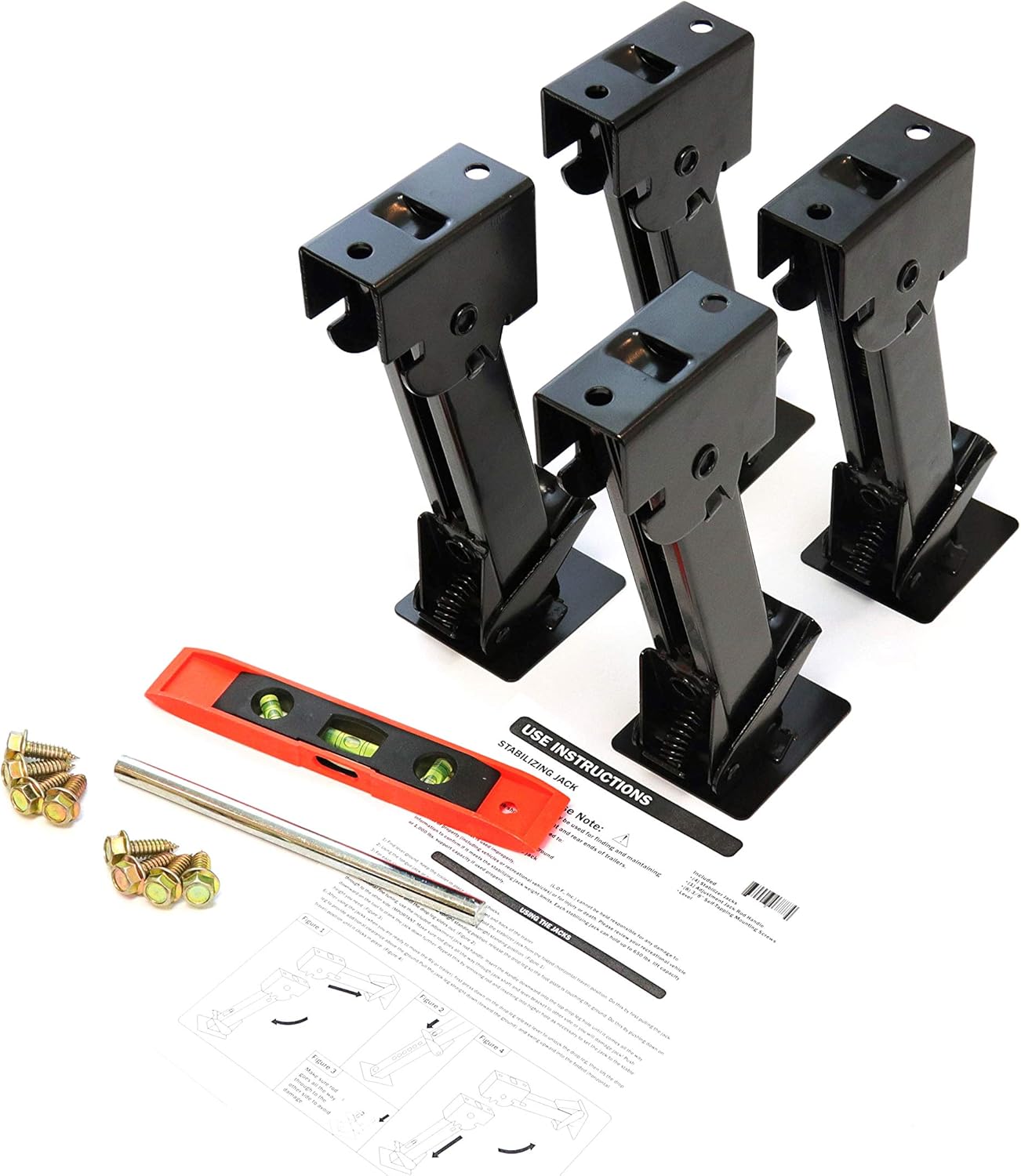 Red Hound Auto 4 Telescoping Folding Trailer Stabilizer Jacks Swing Down 1000 Lbs Support Capacity Each for RV Trailer Camper Includes Handle and