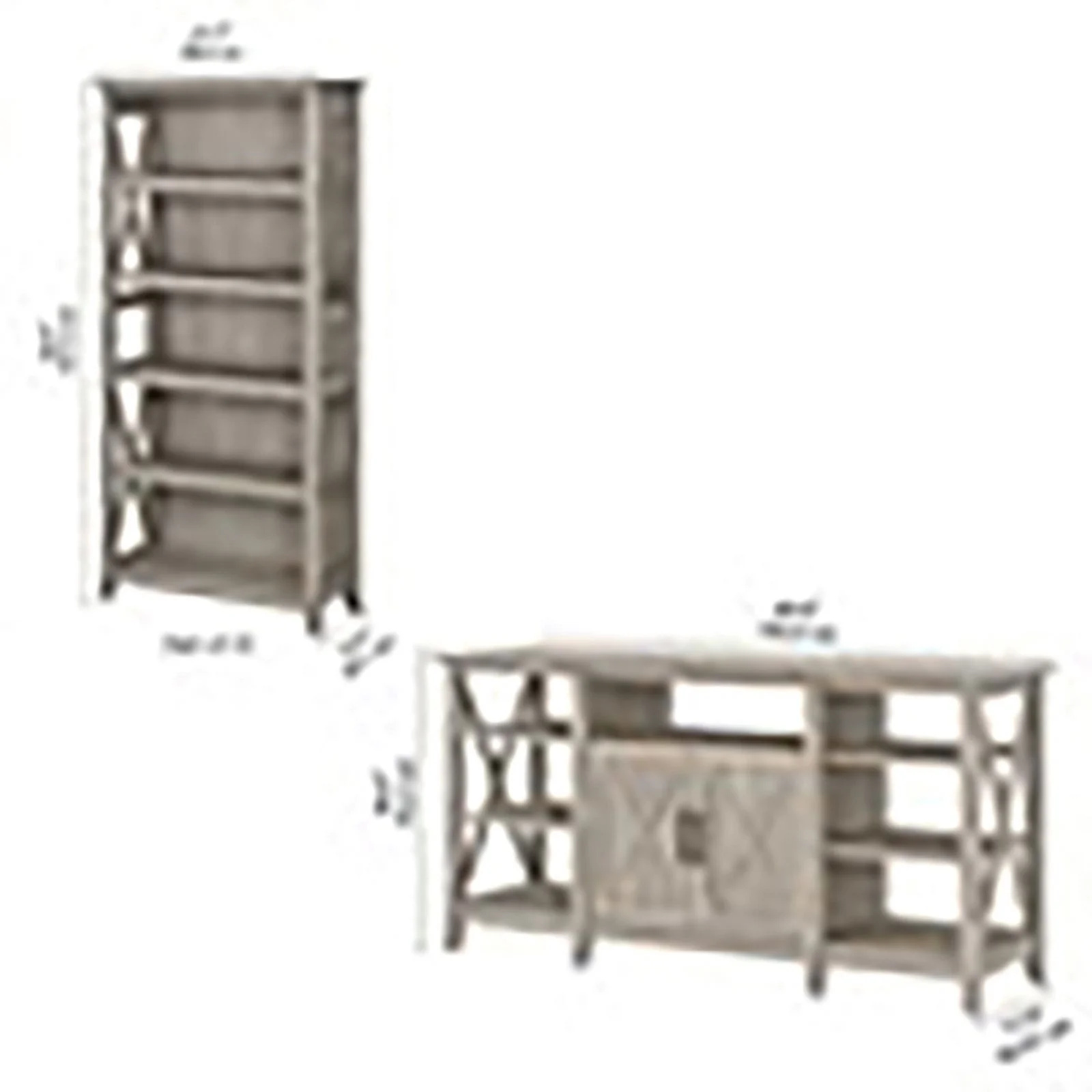 Pemberly Row Transitional Wood Tall TV Stand with 2 Bookcases in Washed Gray