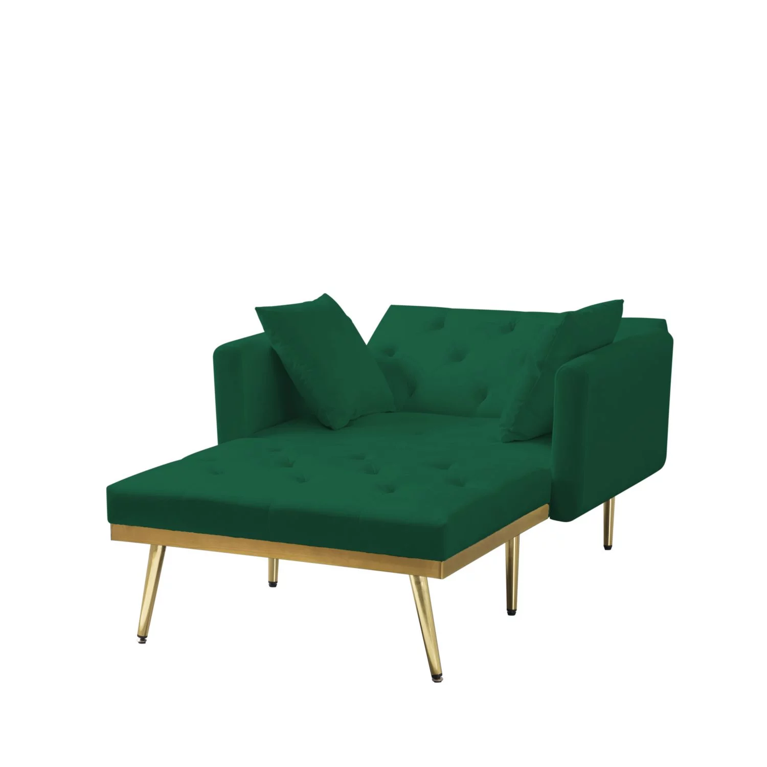BSHTI Chaise Lounge,Convertible Chaise Futon Sofa Bed Upholstered Chaise Lounge for Livingroom(Green)