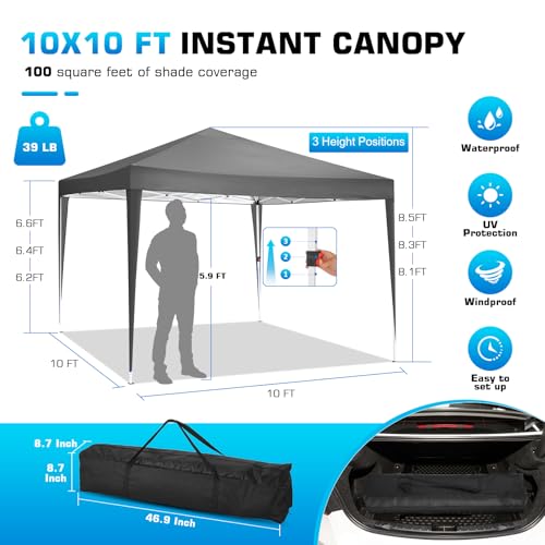 COBIZI Canopy 10x20 Pop Up Canopy Tent with 6 Sidewalls Party Tents for Parties Weddings Backyard Waterproof Canopy Outdoor Commercial Canopy Event