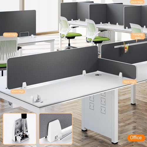Desk Dividers for Office, Single Panel Privacy Shields Tabletop Separators Tall 12" Acoustic Partition System with Clips, Home Learning Testing Guard