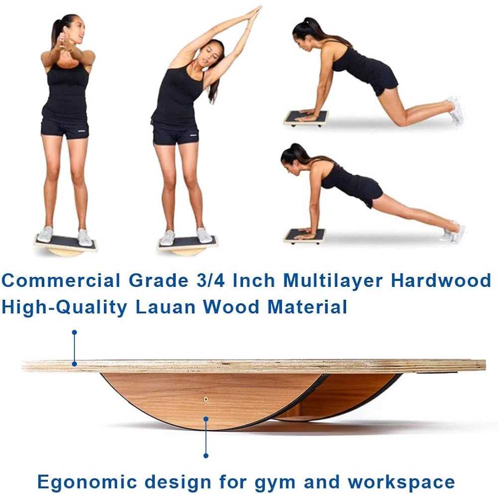 StrongTek Professional Wooden Balance Board Rocker Board Wood Standing Desk Accessory - Sports Supplies Online Store