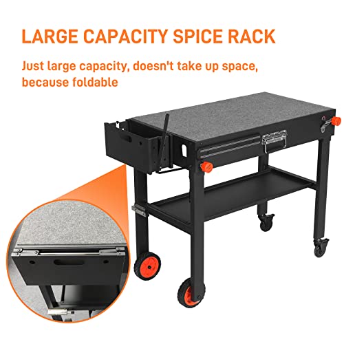 Outdoor Grill Table,Blackstone Griddle Stand,BBQ Prep Table With Wheels And Seasoning Tray,Universal Grill Cart Fit 17 Inch Or 22 Inch Griddle