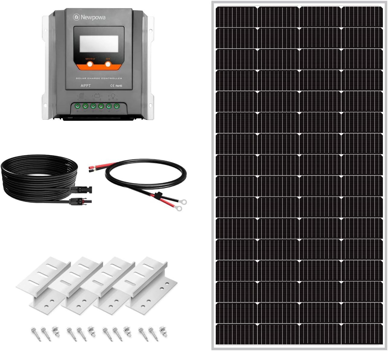 Newpowa 5BB Cell 200W Monocrystalline 200 Watts 12V Solar Panel High Efficiency Mono PV Module Power for RV Marine Boat Cabin or Other Off Grid System