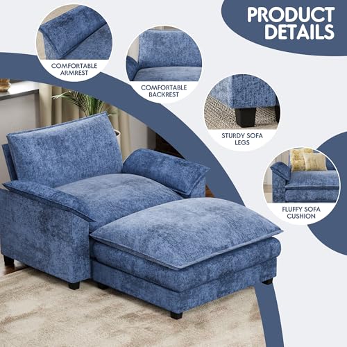 Homall 119" Modular Sectional Sofa, L Shaped Sofa Couch with Reversible Ottoman, DIY Combination Chenille Deep 3-Seat Cloud Couch for Living Room