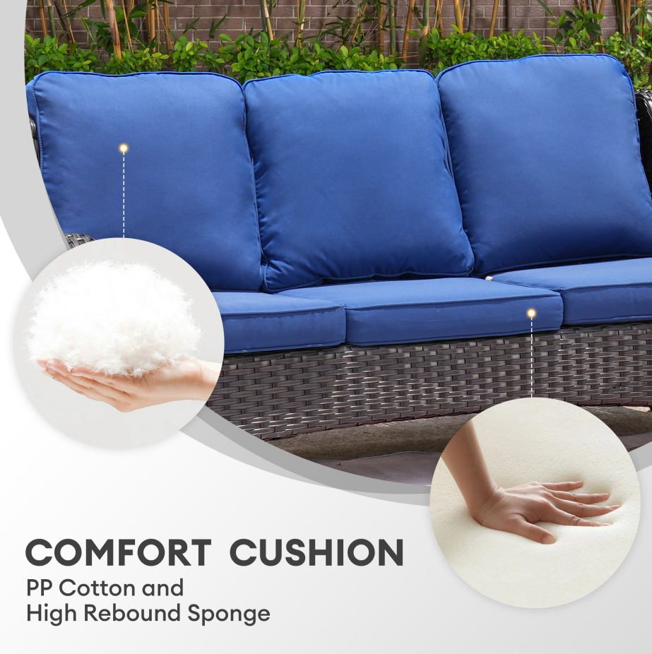 Vcatnet 6 Pieces Outdoor Patio Furniture Sectional Sofa All-weather Conversation Set with Swivel Rocking Chairs and Fire Pit Table for Garden
