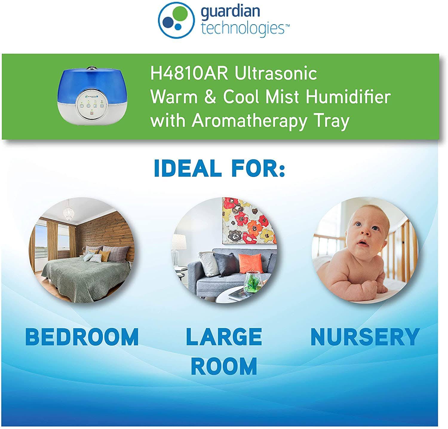 PureGuardian - Ultrasonic 2 Gal. Warm and Cool Mist Aromatherapy Humidifier - Blue/White
