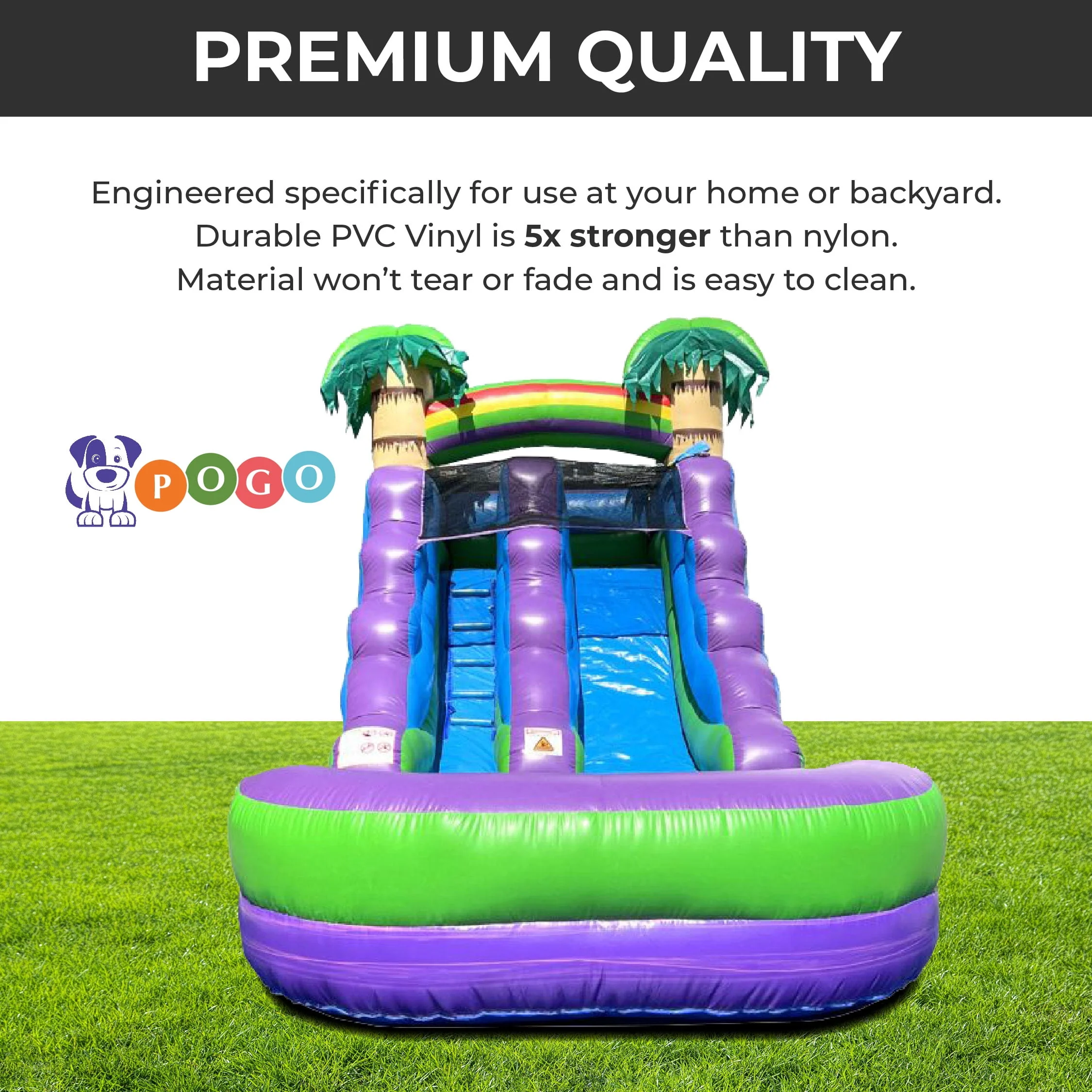 Pogo Bounce House Crossover Kids Inflatable Water Slide, Pink Unicorn with Blower, 12 ft