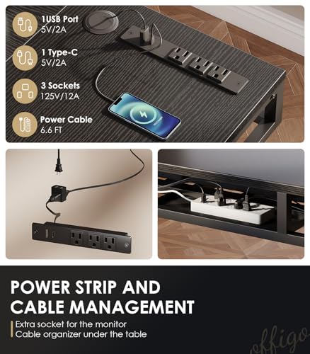 OffiGo 63 Inch L Shaped Electric Standing Desk with Drawers, Height Adjustable Large Desk with Power Outlets, Sit Stand Table