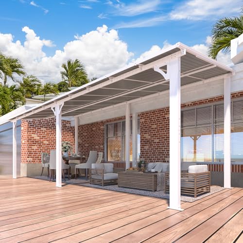 AECOJOY 10&rsquo; x 10&rsquo; Gazebo, Wall Mounted Gazebos Pergola on Clearance, Outdoor Patio Lean to Gazebo Awnings for Deck, Porch