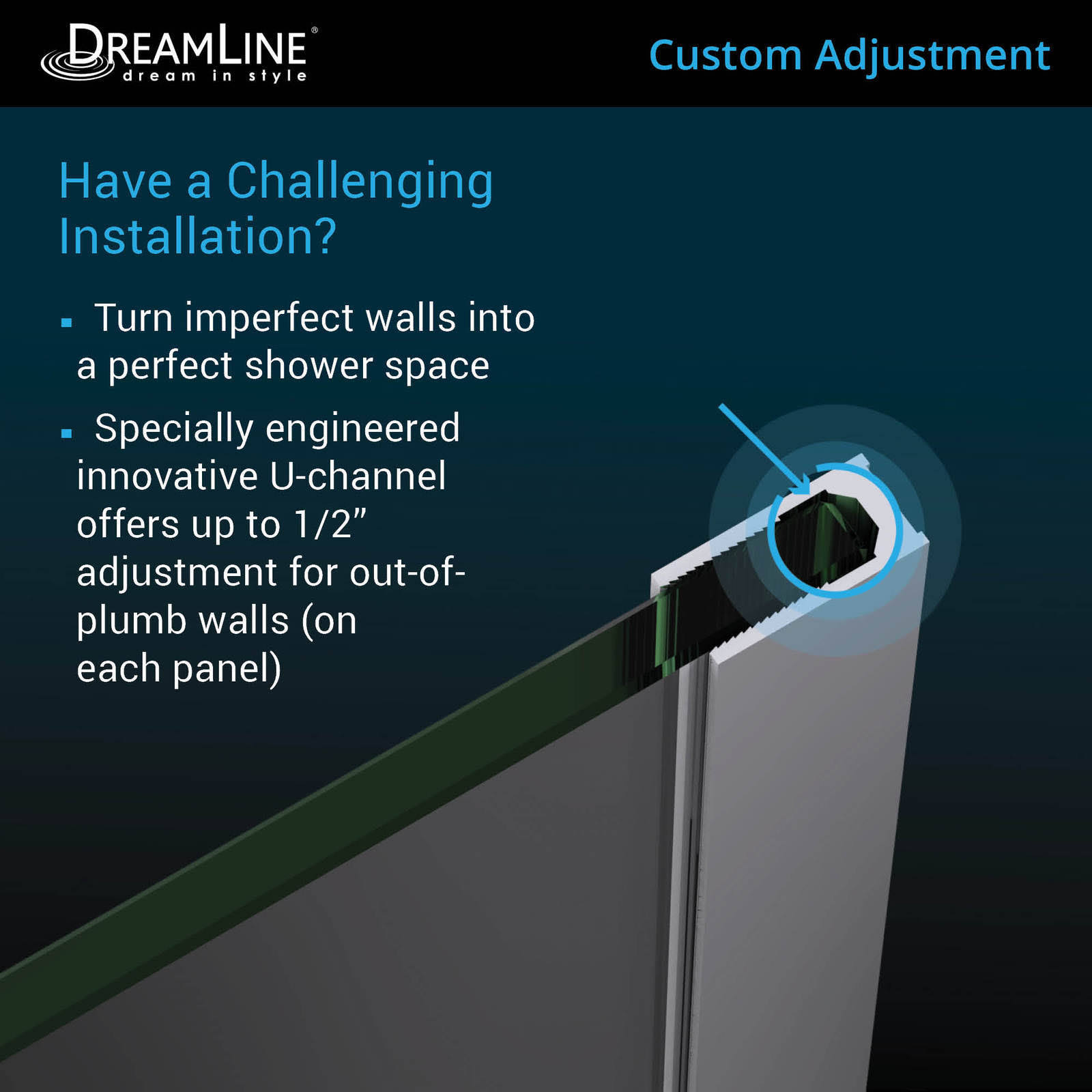 DreamLine Linea Two Individual Frameless Shower Screens 30 in. W x 72 in. H Each, Open Entry Design, Satin Black