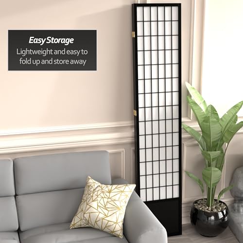 Red Lantern 7 ft. Tall Window Pane Shoji Screen-White-3 Panels Room Divider