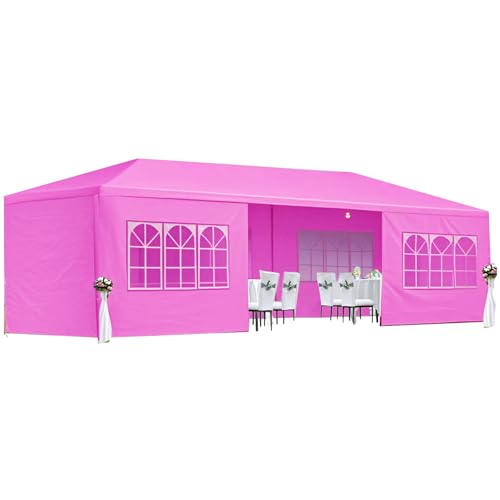 10'X30' Outdoor Party Tent Gazebo with 8 Removable Sidewalls, Large Wedding/Event Canopy Marquee Featuring Windows