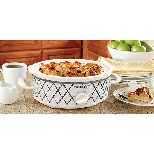 Crock-pot Casserole Crock Mini Oval Slow Cooker, 2.5-Quart, Blue White/ Trellis