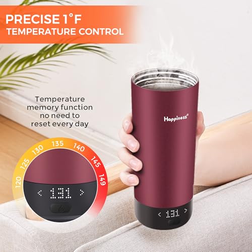 Happiness Self-Heating Travel Mug 20oz,Smart Rechargeable Electric Temperature Control Heated Coffee Cup