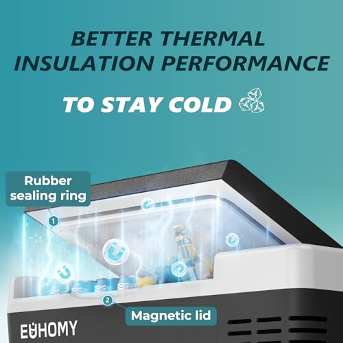 EUHOMY 12 Volt Refrigerator, 19QT(18L) Compressor Electric Cooler APP Control, Car Fridge -4�H~68�H, Portable Refrigerator 12/24V DC 110-240V AC