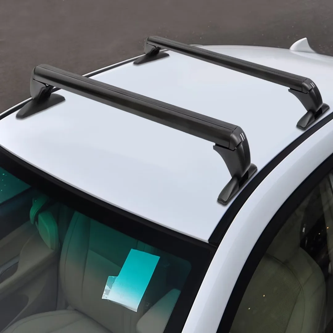 Oukaning Car Top Luggage Roof Rack,2Pcs Universal Aluminum Car Top Roof Rack Rail Adjustable&Lockable(Black)