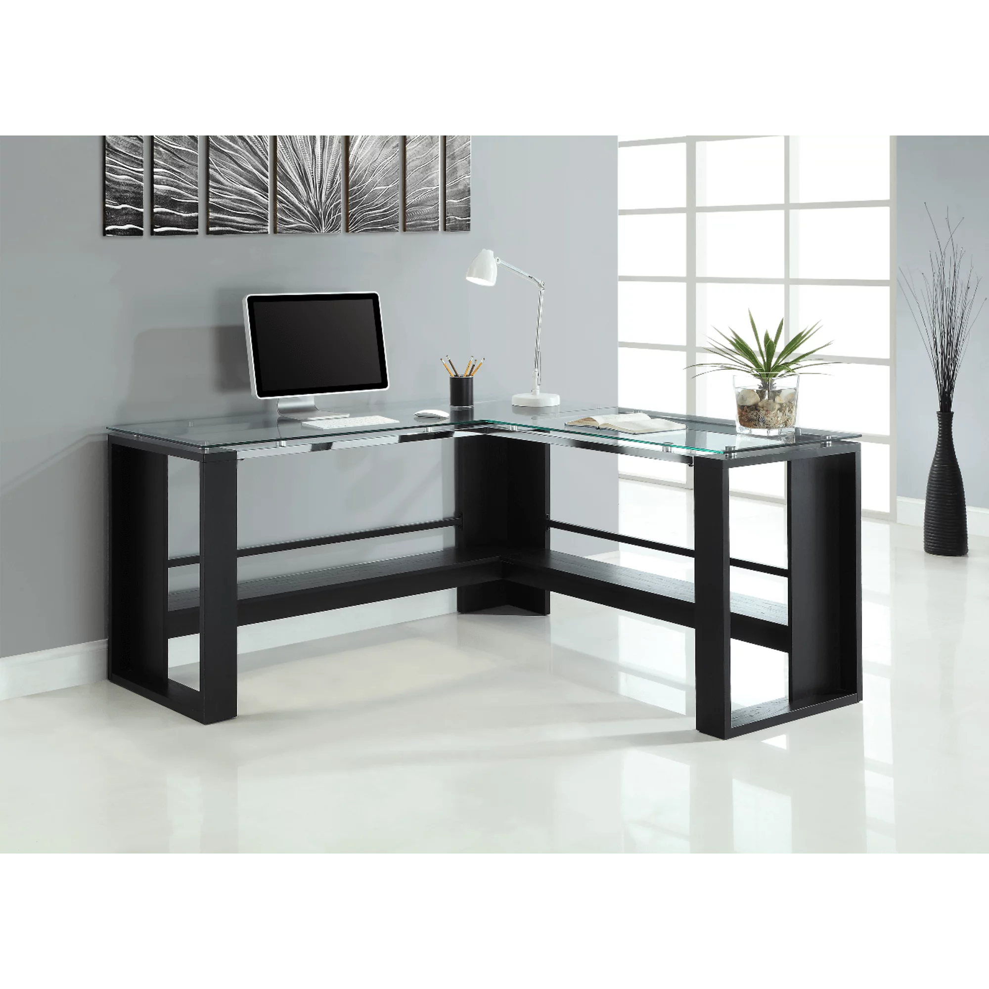 Whalen Jasper 60"W L-Shape Corner Desk, Espresso