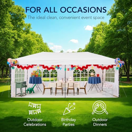 Best Choice Products 10x20 Party Tent, Heavy Duty Waterproof Large Outdoor Event Easy Pop Up Canopy Shelter w/Sidewalls, 1-Button Setup, Wheeled Case
