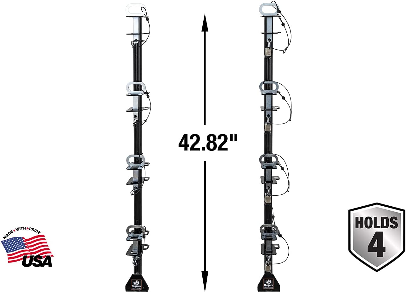 Buyers Products LT14 4-Channel Landscape Trimmer Edger Locking Rack for Commercial Trailers & Trucks Holds 4 Yard Lawn Weed Whackers Tools