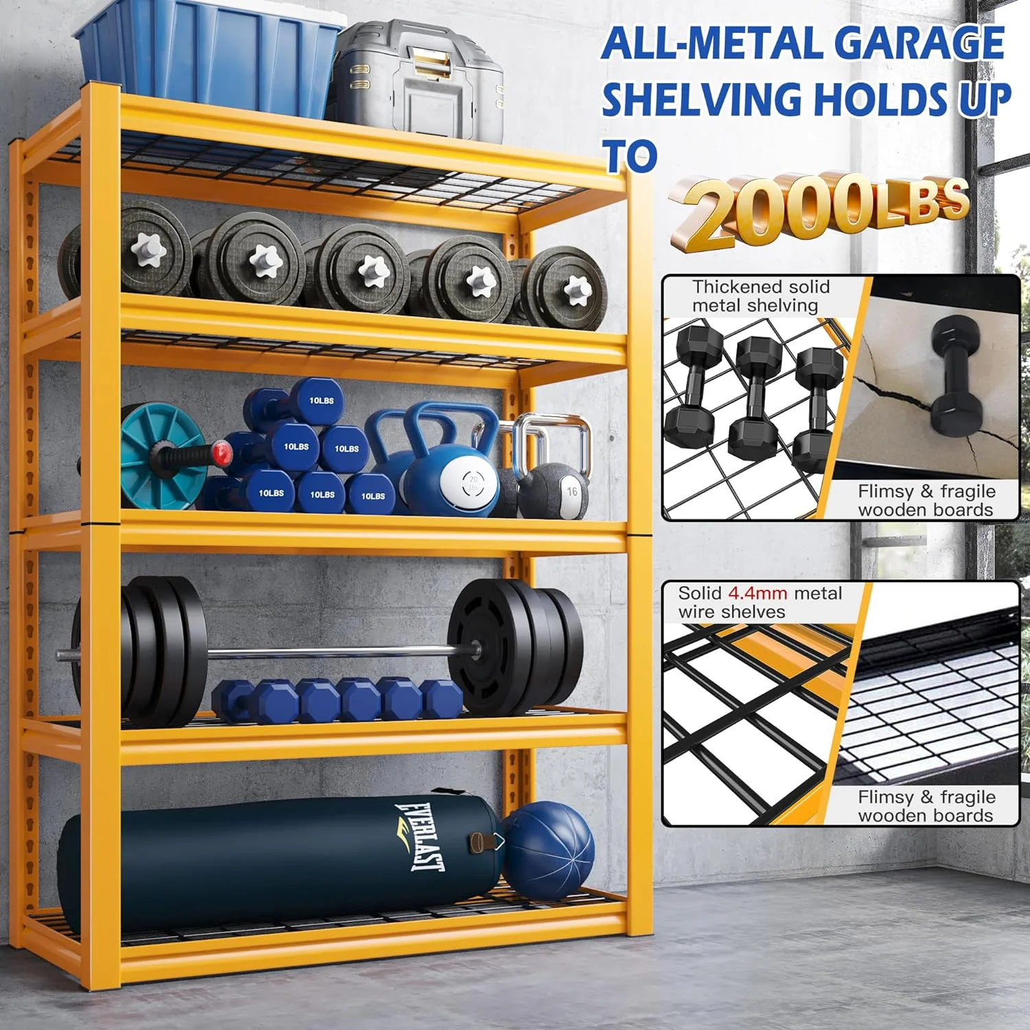 U-ToBe Garage Shelving Heavy Duty Loads 2000LBS 40" W Garage Storage Shelves Heavy Duty Shelving 72"H Adjustable Metal Shelving for Storage Rack 5