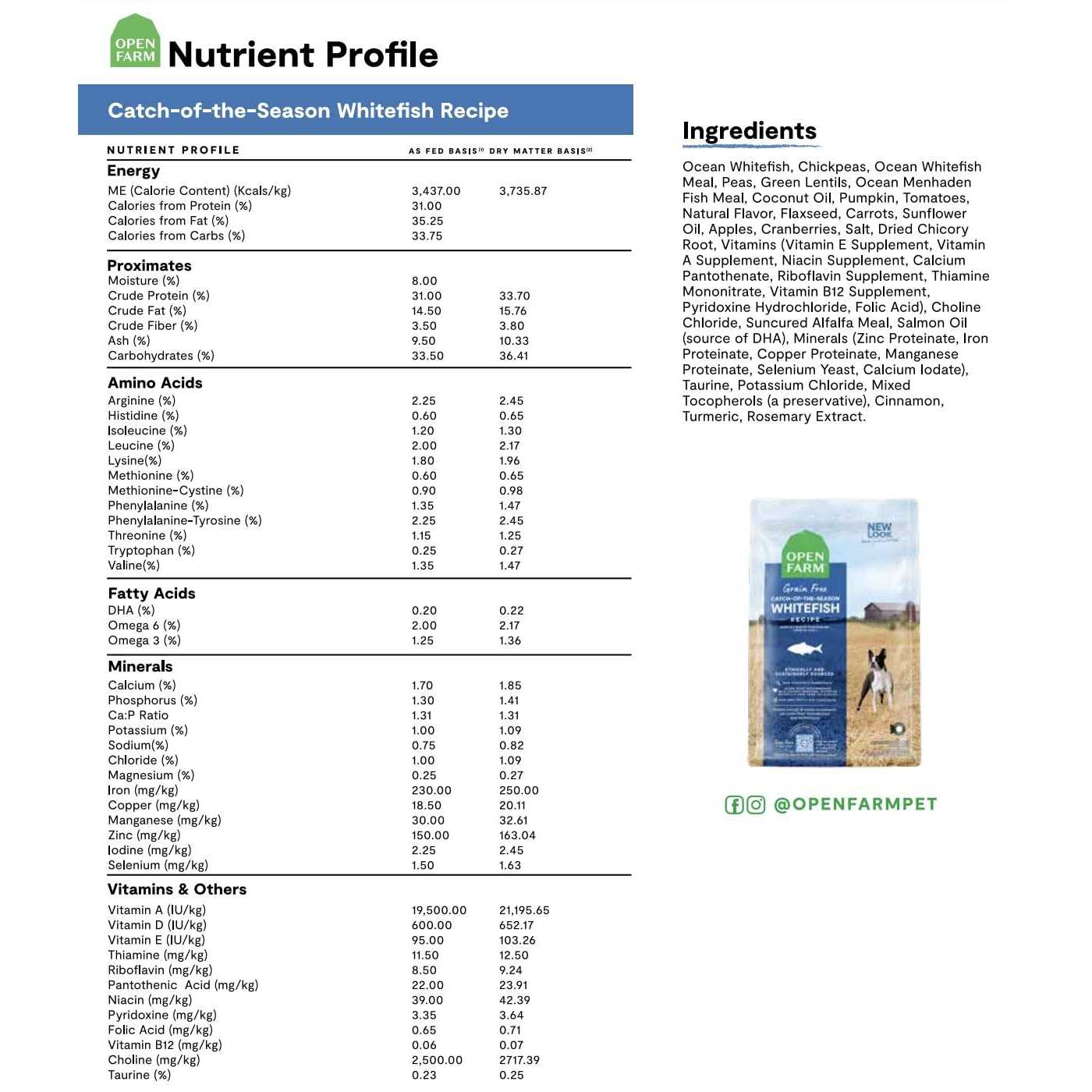 Open Farm Catch-of-the-Season Whitefish Grain Free Dry Dog Food - Pet Supplies online store