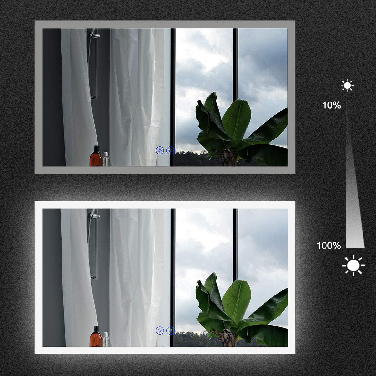 Dimmable LED Bathroom Mirror with Anti-Fog Function, 36x28 in Vertical & Horizontal Mount Illuminated Mirror with Touch Button, CRI>90