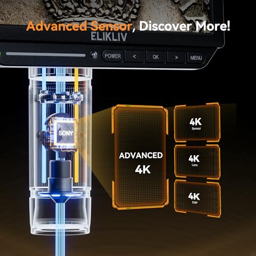 4K Digital Microscope, Elikliv EM4K 8" Coin Microscopes 2000x, 52MP HDMI Microscopes, Soldering Microscope for Adults