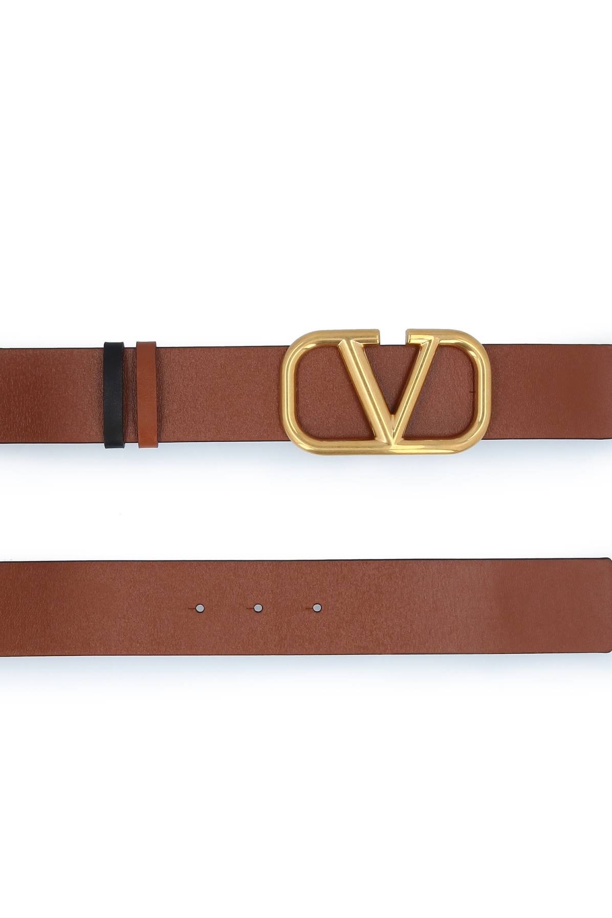 Valentino Garavani Reversible Vlogo Signature Belt in Glossy Calfskin 40mm