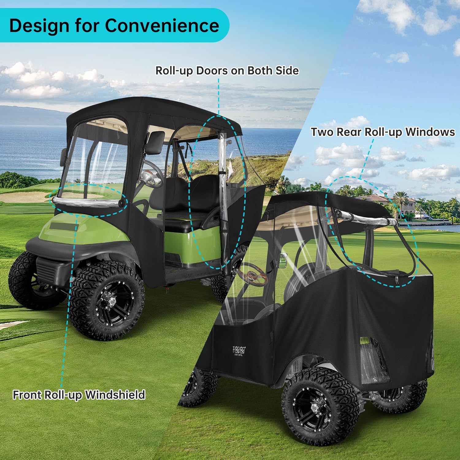 10L0L 2 Passenger Golf Cart Enclosures Cover for Club Car DS & Precedent, All Weather Windproof Waterproof Rain Cover