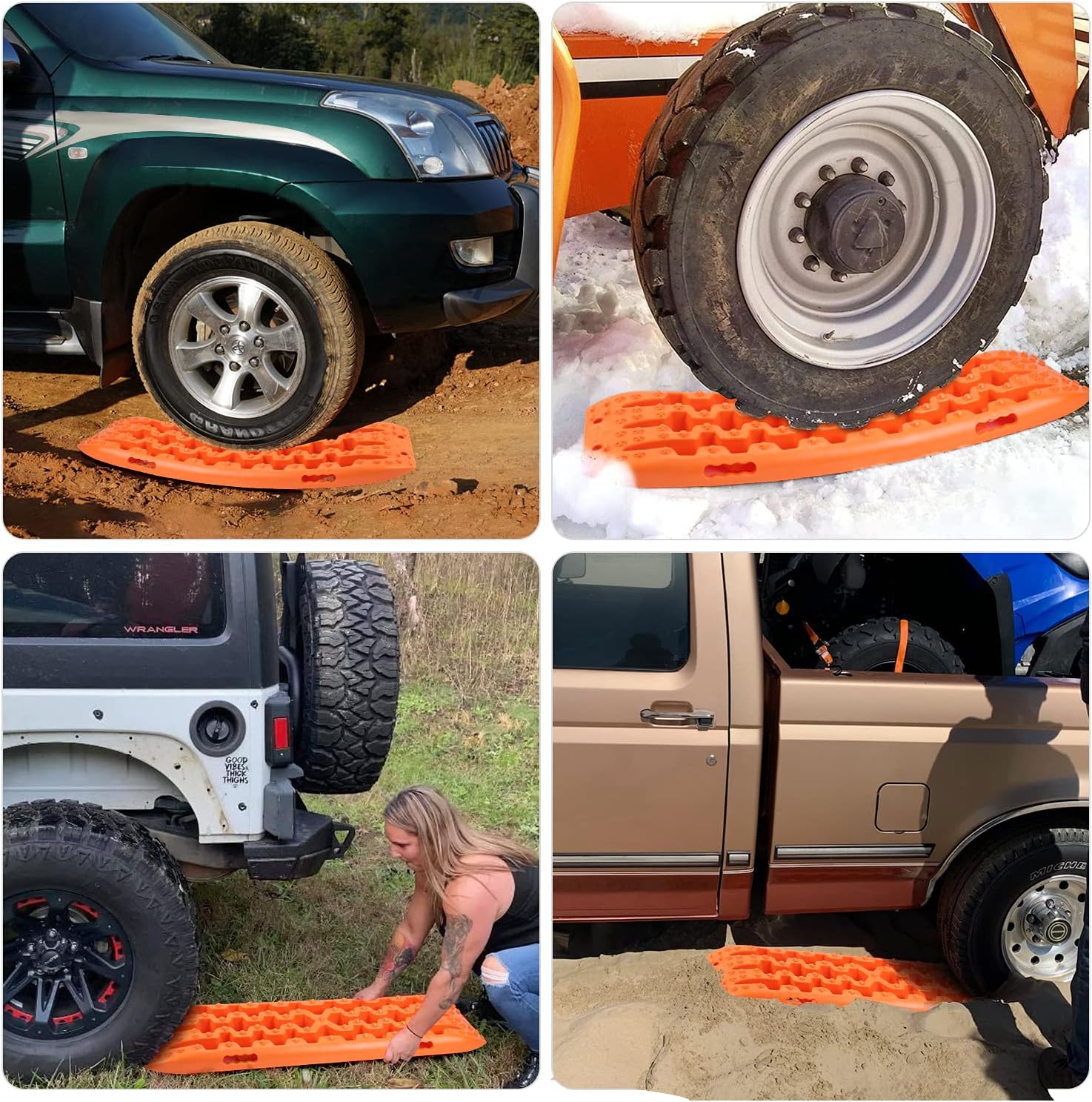 Recovery Boards Traction Tracks, One Pair Recovery Traction Mats, Tire Traction Boards Tool for Off-Road Truck, Cars, Sand, Snow, Mud