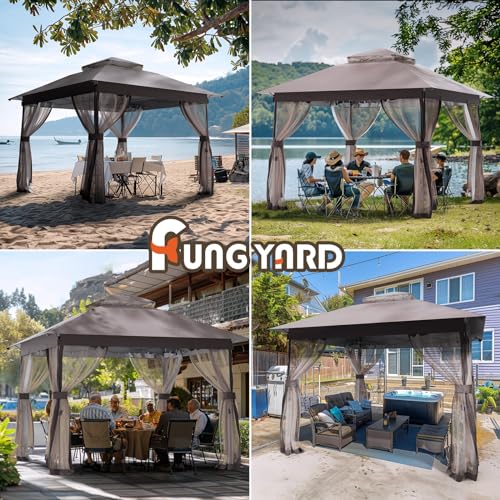 Outdoor Pop Up Gazebo 10x10 - Instant Canopy Tent with Mosquito Nettings