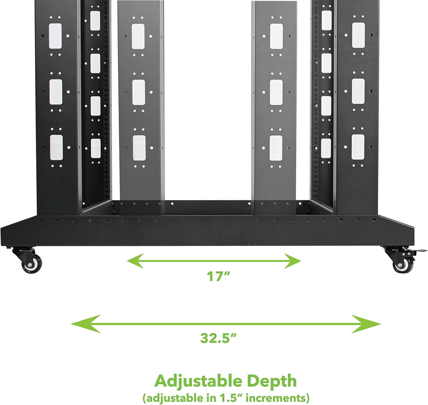 NavePoint 22U Professional 4-Post IT Open Frame Server Network Relay Rack 1000mm Casters Black