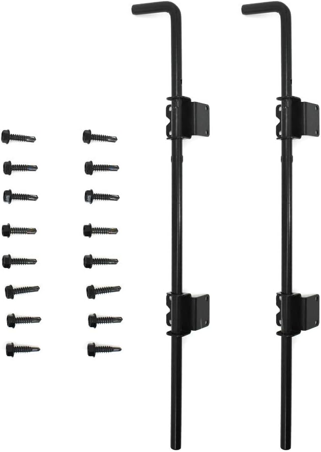 Cane Bolt Heavy Duty Gate Drop Rod 36 inch Steel with Black Finish -2 Pack for Double Door