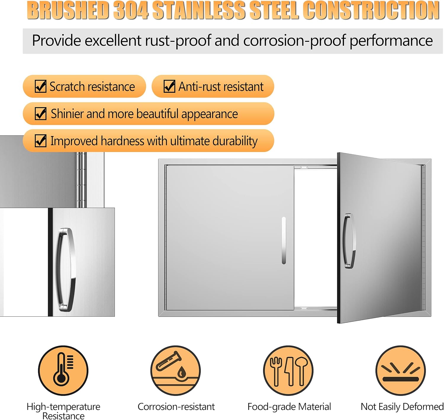 KODOM Outdoor Kitchen Doors 31W x 24H BBQ Double Access Door