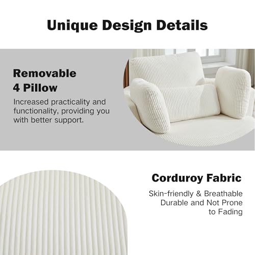 Chifee & Vingol 42.2" Oversized Swivel Accent Chair Round Barrel Chair,Chenille,Beige