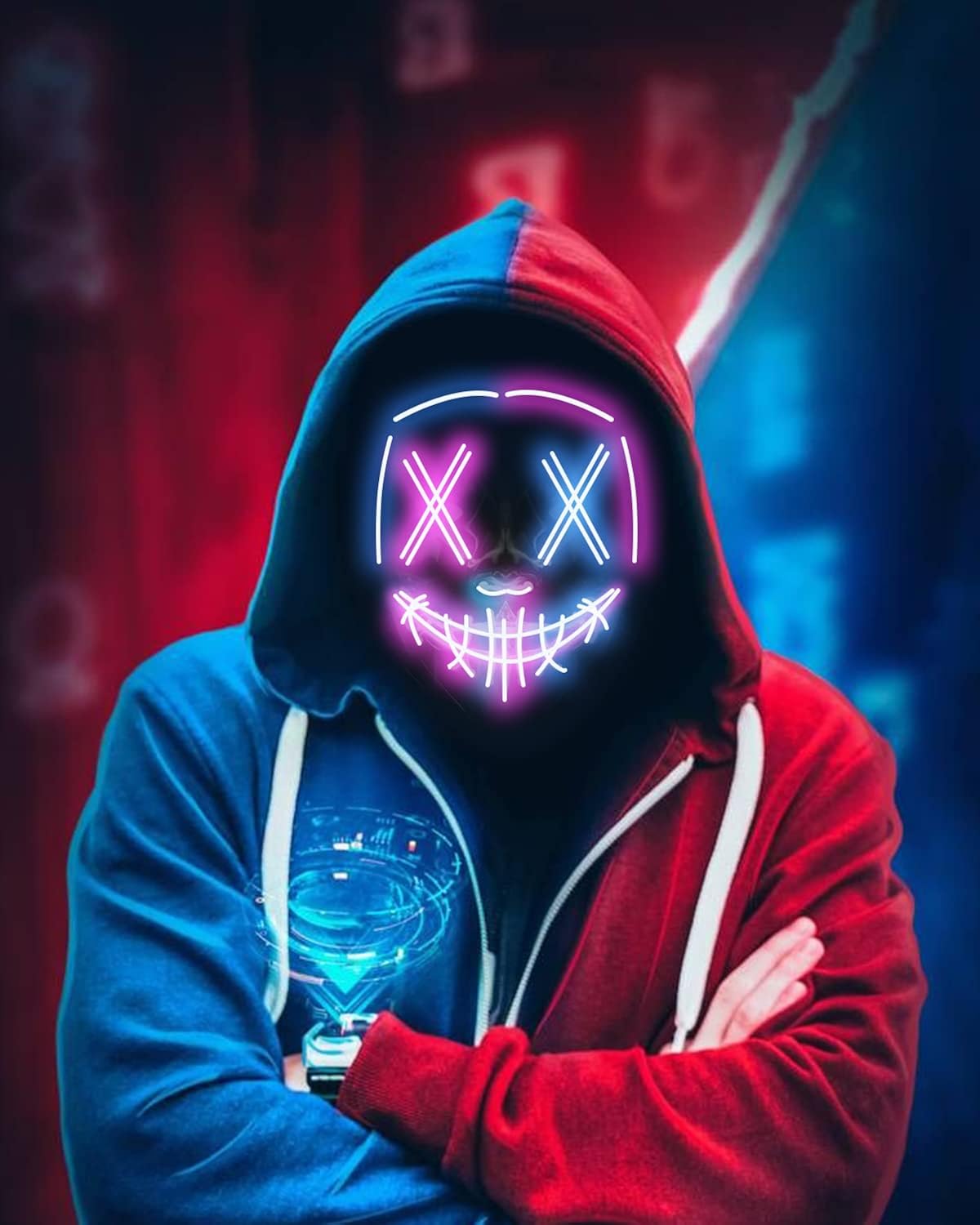 Depointer Halloween Scary Mask Cosplay Led Costume Mask EL Wire Light up Halloween Festival Party