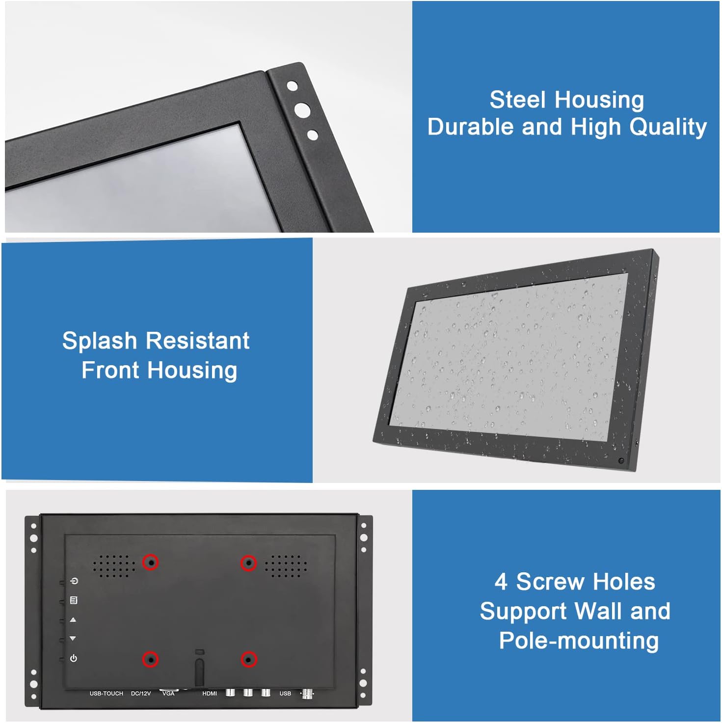 OSCY 12.1 Inch Touchscreen Monitor,1280x800 Small HD LCD Monitor with HDMI/VGA/BNC/AV/USB Input,Built in Speaker
