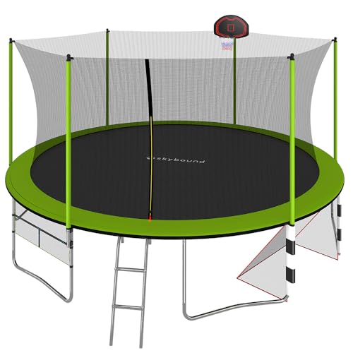 SkyBound Trampoline with Safety Enclosure Net - 10ft 12ft 14ft 15ft 16ft Large Outdoor Backyard ASTM Approved Trampolines for Kids & Adults