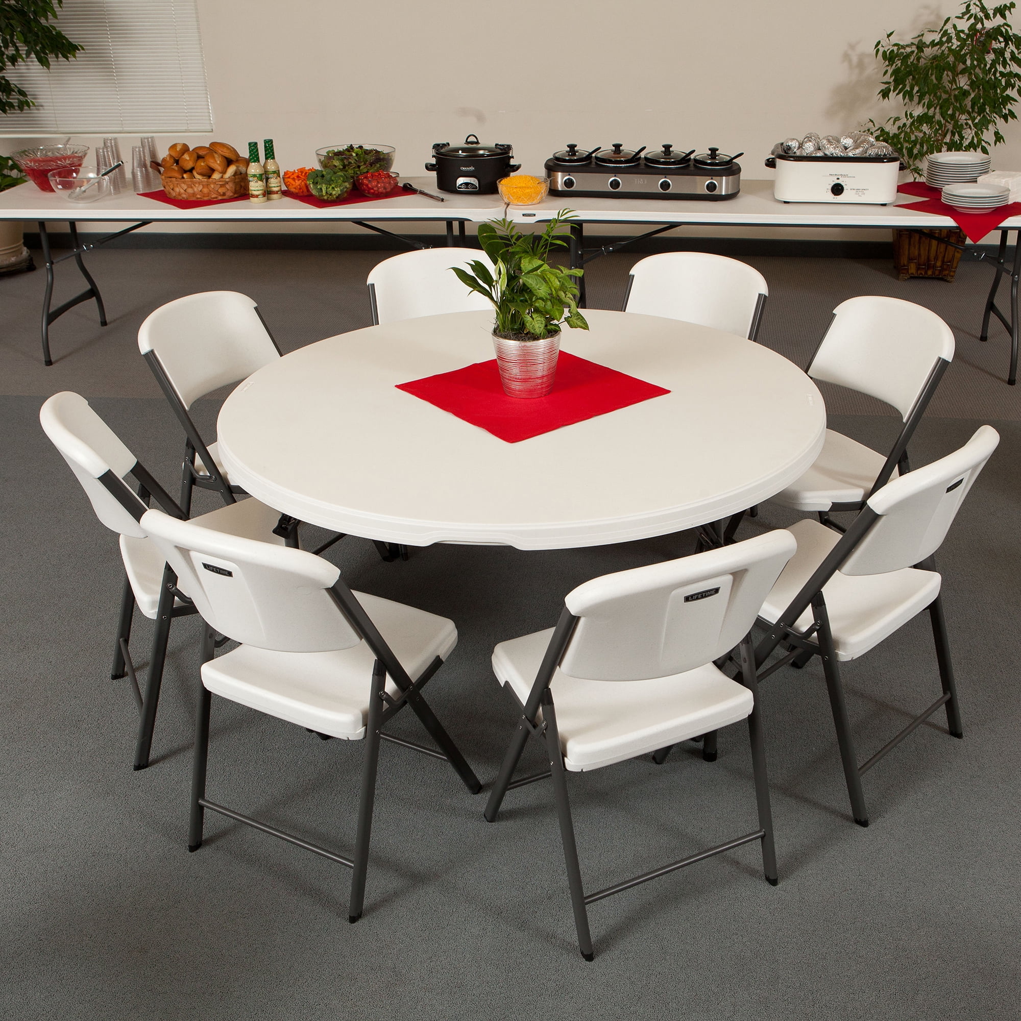 Lifetime 60 inch Round Folding Table, Indoor/Outdoor Commercial Grade, White Granite (280301)