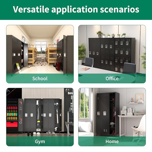 Metal Locker 3 Doors Storage Lockers for Employee,72" Tall Locker with Shelves and Hooks Steel Sports Locker for Office School Office Gym Home Garage