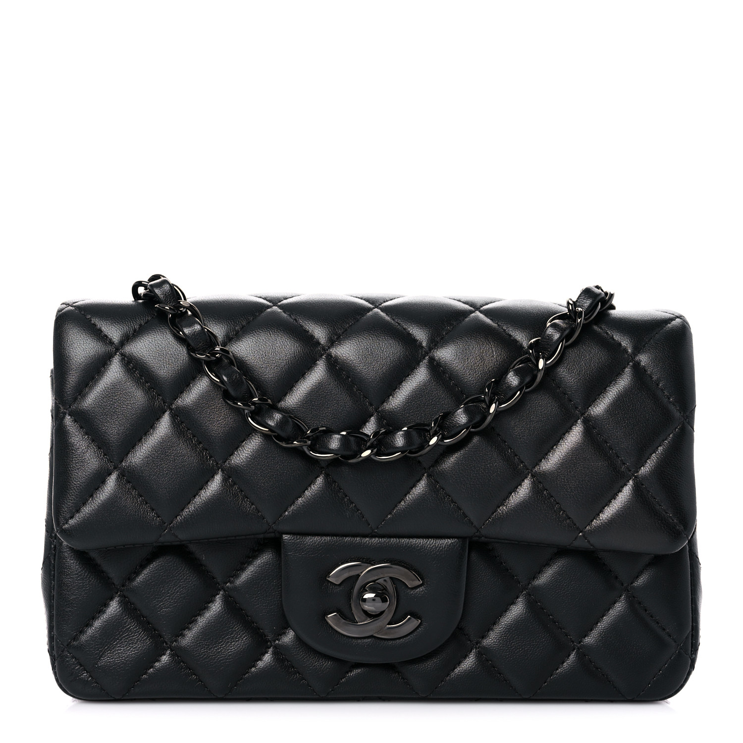 Lambskin Quilted Mini Rectangular Flap So Black