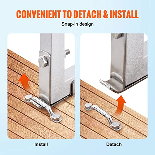 VEVOR Dock Ladder, Removable 5 Steps, 500 lbs Load Capacity, Aluminum Alloy Pontoon Boat Ladder with 3.1'' Wide Step & Nonslip Mat
