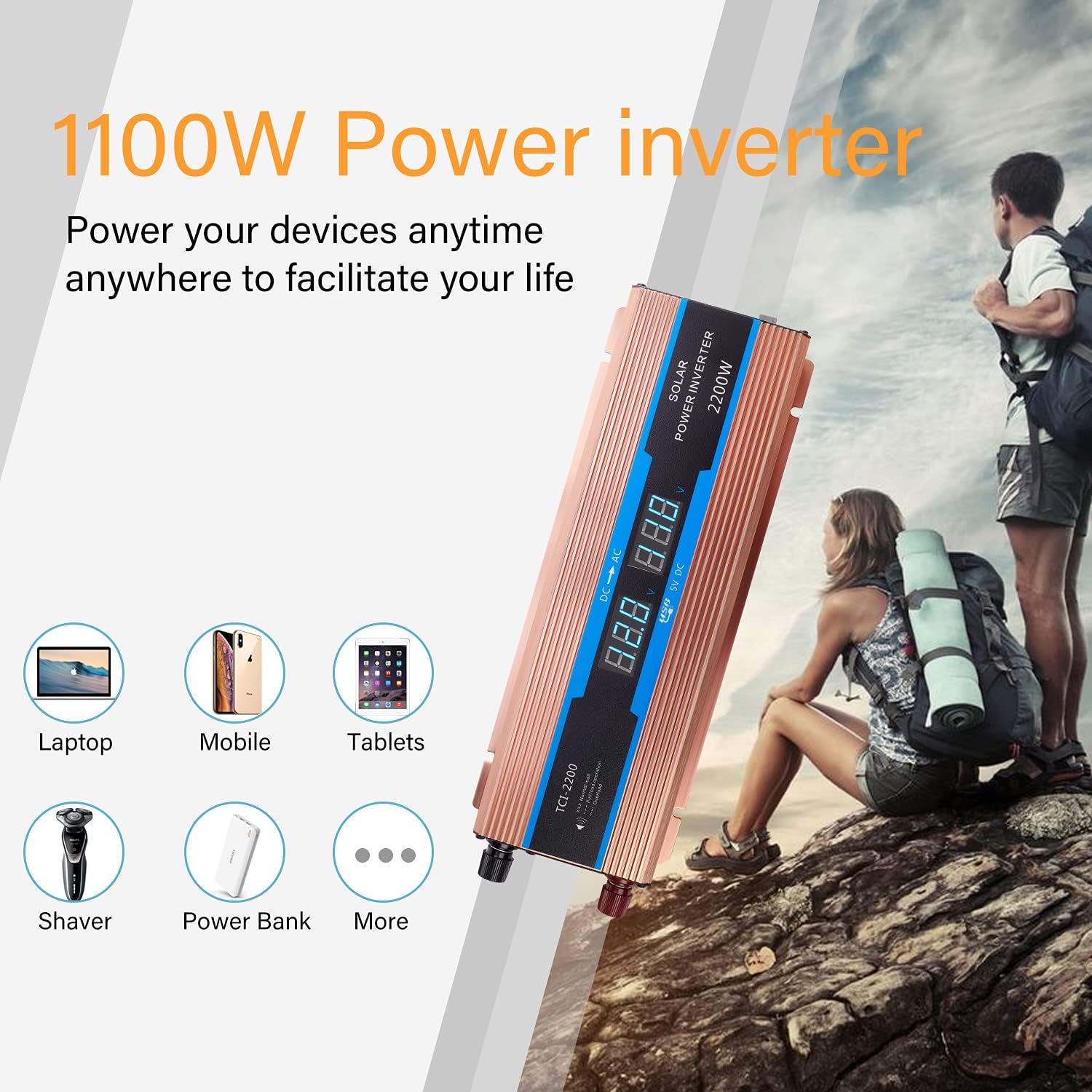 GISIAN 1100 Watts Power Inverter DC 12V to 110V AC Converter